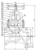 Globe Valve - Flange - drawing